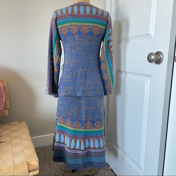 Vintage melansedress sweater skirt set blue brown crown - Picture 9 of 13